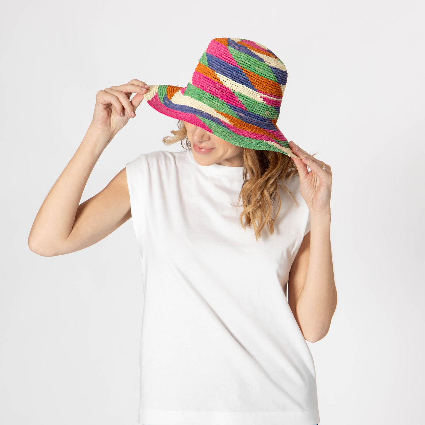 Lucia - Mixed Crochet Raffia Bucket Hat-BUCKET-San Diego Hat Company