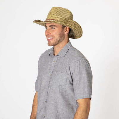 Men's Woven Rush Straw Pinch Crown Cowboy-COWBOY-San Diego Hat Company