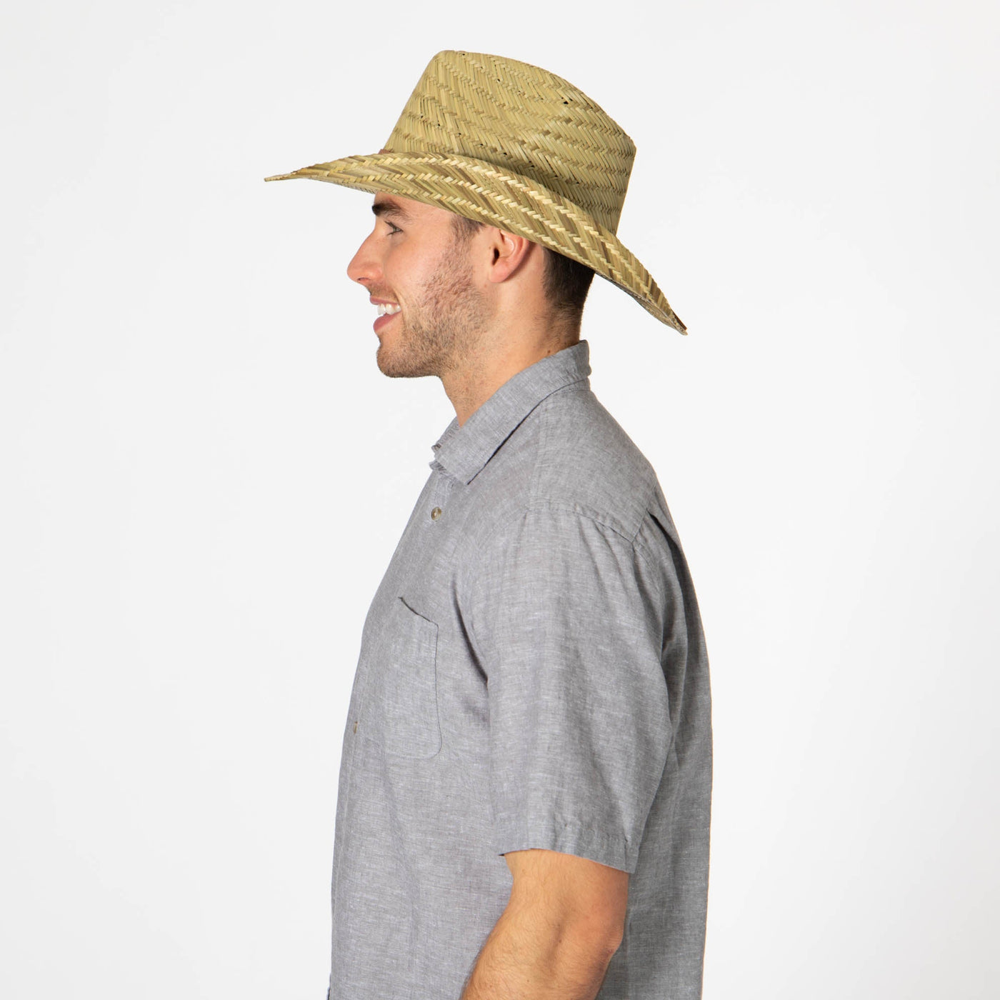 Men's Woven Rush Straw Pinch Crown Cowboy-COWBOY-San Diego Hat Company