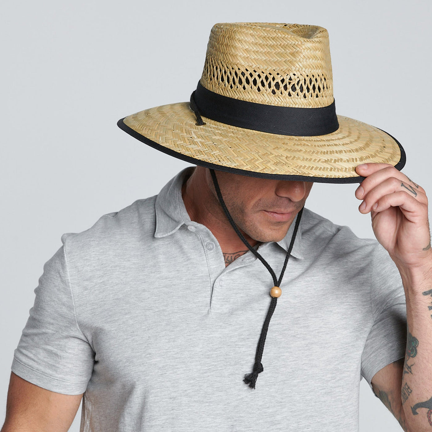 Men Straw Rush Lifeguard Hat with Adjustable Chin Cord – San Diego Hat ...