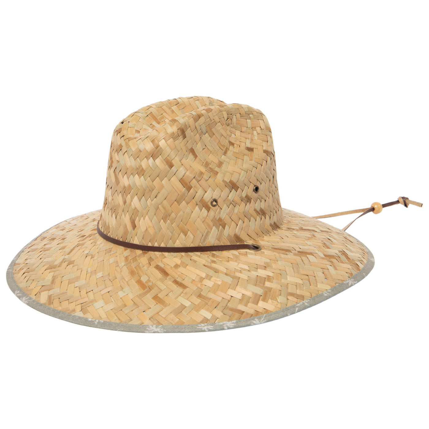 Mens Straw Lifeguard with Palm Tree Printed Under-brim-LIFEGUARD-San Diego Hat Company