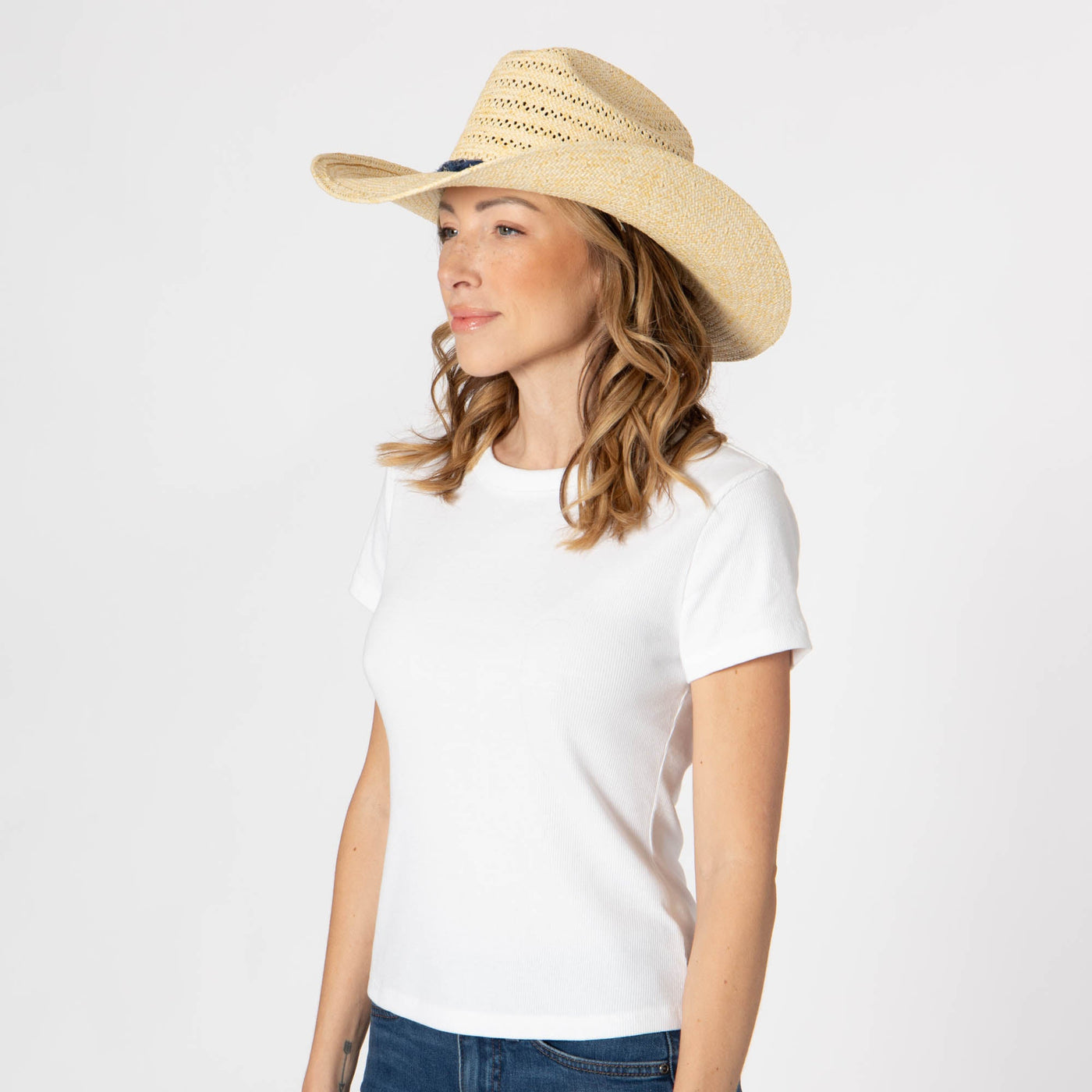 Annie - Woven Toyo Straw Cowboy with Wire Brim-COWBOY-San Diego Hat Company