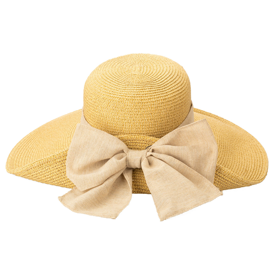 San Diego Hat Co. Ultrabraid Fold Back Bow Sun Hat Linen