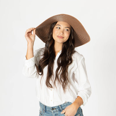 Wide Brim Floppy Sun Hat with Gold Lurex (UBL6836)-FLOPPY-San Diego Hat Company