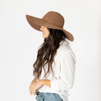 Wide Brim Floppy Sun Hat with Gold Lurex (UBL6836)-FLOPPY-San Diego Hat Company