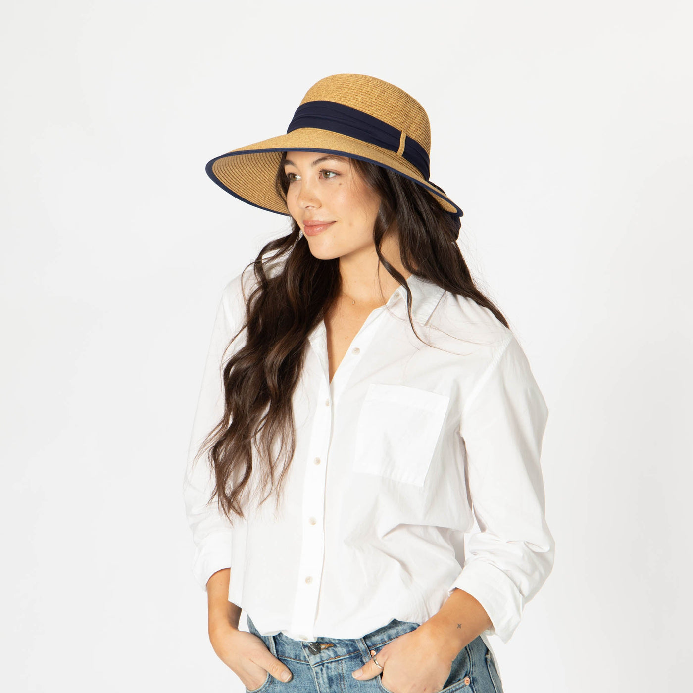 Brunch Date - Ultrabraid Face Saver With Chiffon Tie (UBM4480)-SUN BRIM-San Diego Hat Company