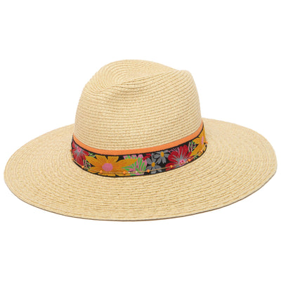 Flora - Mixed Ultrabraid Fedora with Floral Band-FEDORA-San Diego Hat Company