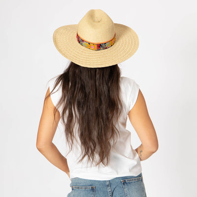 Flora - Mixed Ultrabraid Fedora with Floral Band-FEDORA-San Diego Hat Company