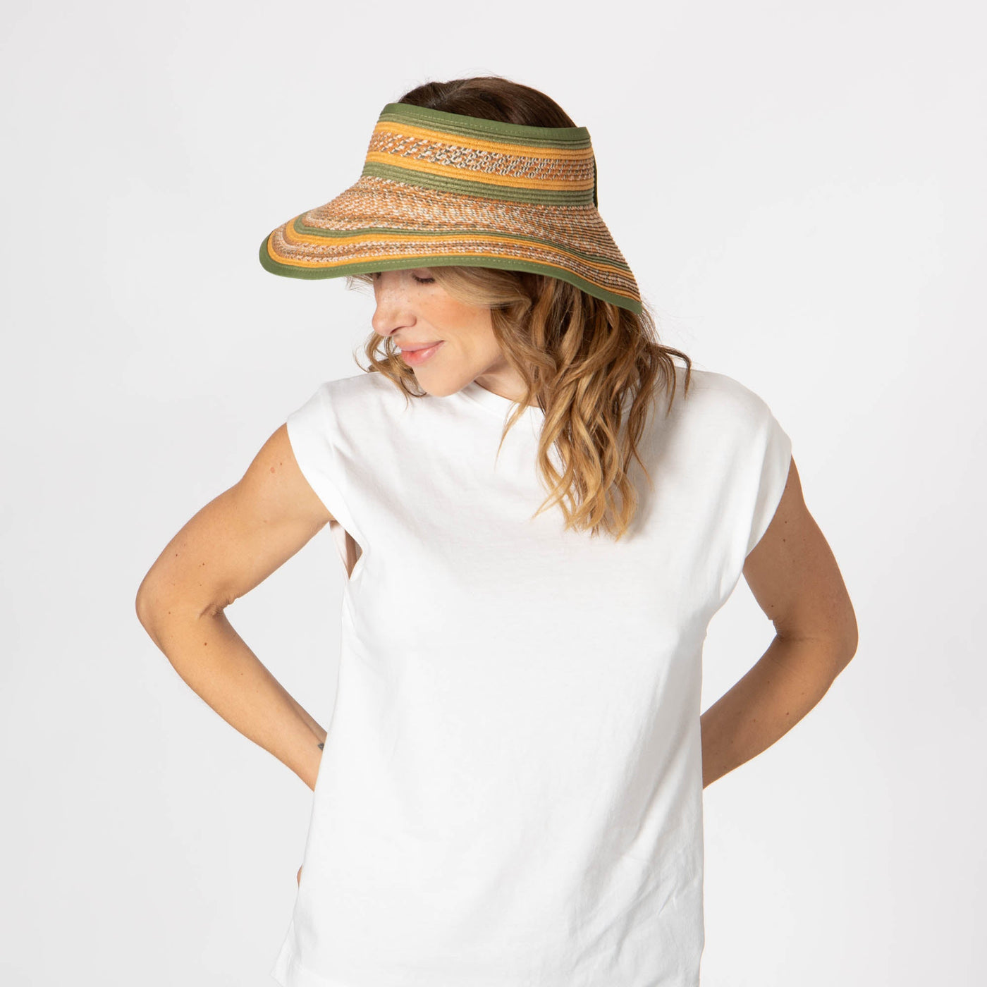 Women's Neutral Colored Ultrabraided Large Brim Packable Visor (UBV2004)-VISOR-San Diego Hat Company