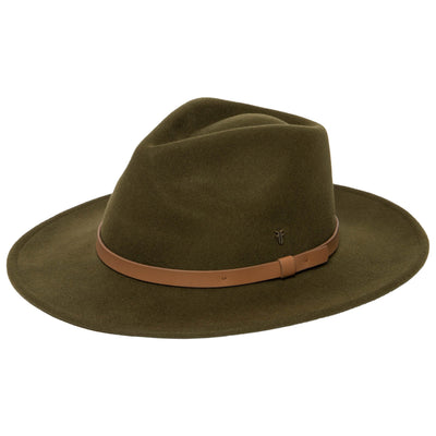 Men's Wool Felt Pinch Crown Fedora with Leather Band by FRYE-FEDORA-San Diego Hat Company