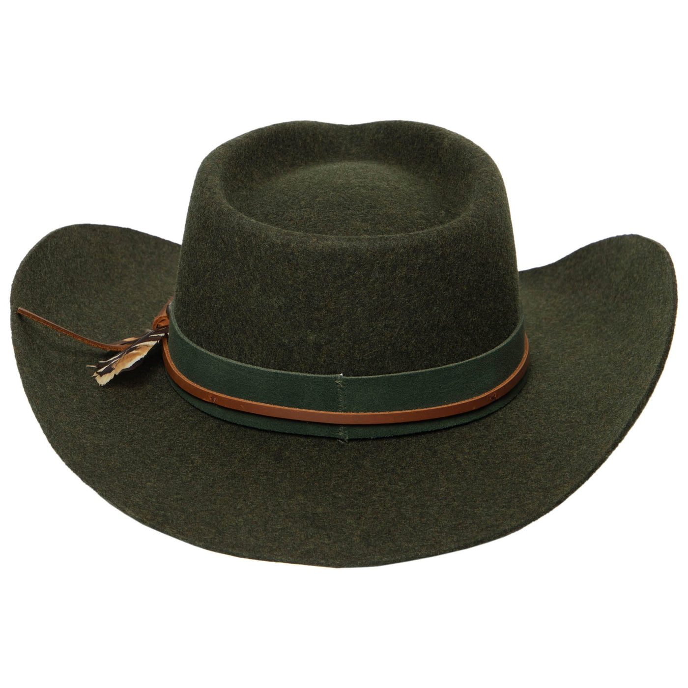 Wool Cowboy Hat with Pinch Crown and Feather by FRYE-COWBOY-San Diego Hat Company