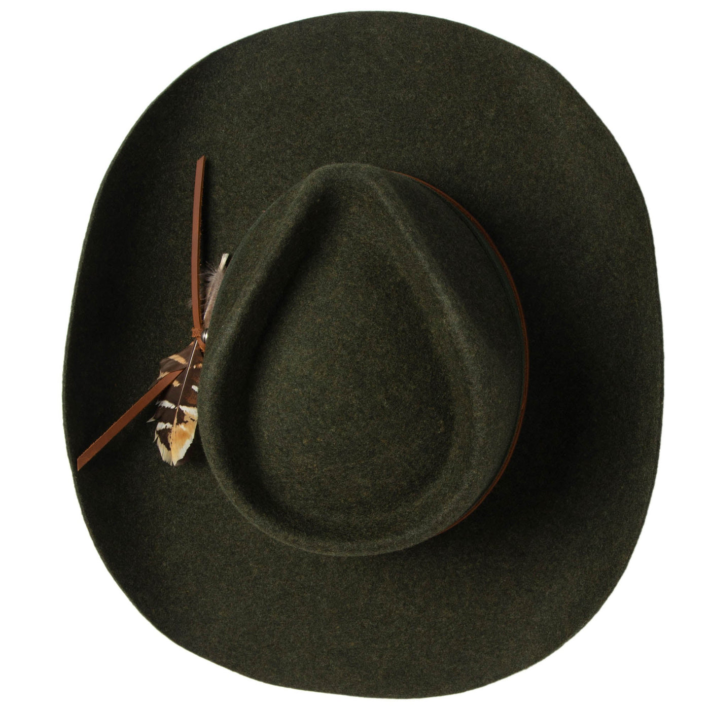 Wool Cowboy Hat with Pinch Crown and Feather by FRYE