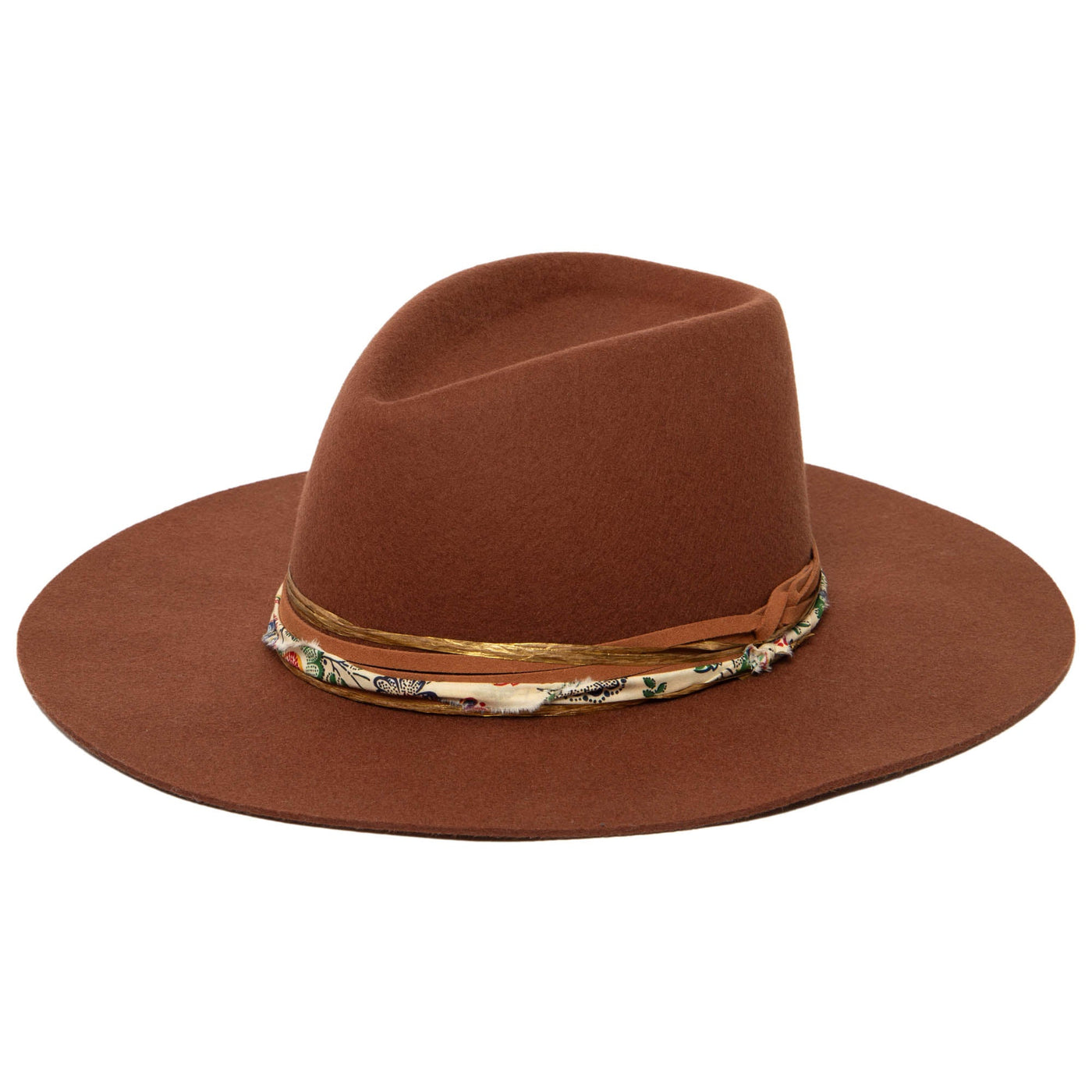 Farrah - Stiff Brim Fedora with Patterned Fabric Band-FEDORA-San Diego Hat Company