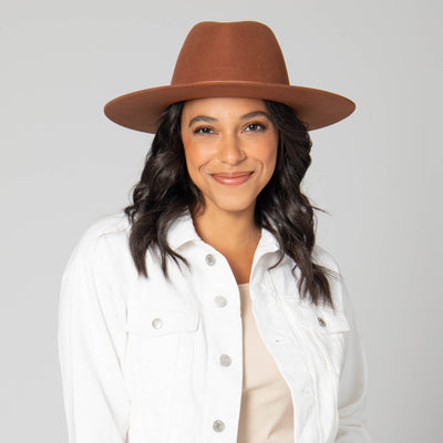 Farrah - Stiff Brim Fedora with Patterned Fabric Band-FEDORA-San Diego Hat Company