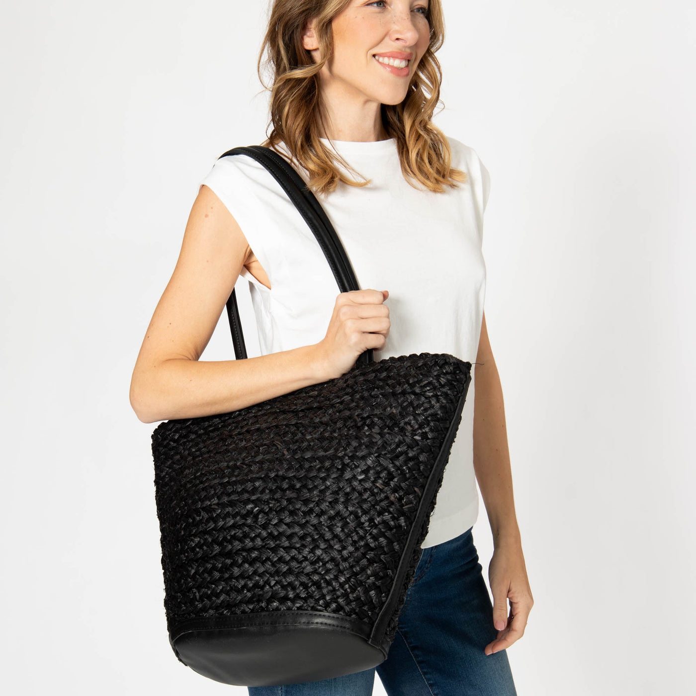 Maya - Raffia Structured Tote-TOTE-San Diego Hat Company