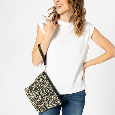 Julia - Black and White Zip Top Clutch-CLUTCH-San Diego Hat Company