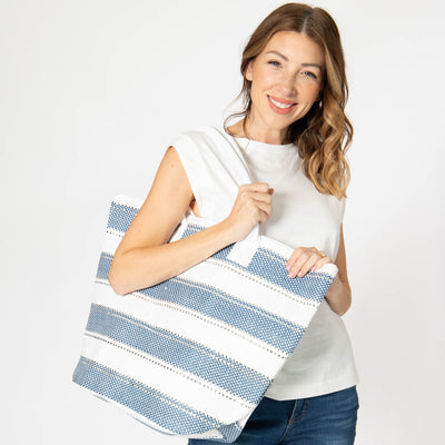 Catarina - Nautical Striped Oversized Tote-TOTE-San Diego Hat Company