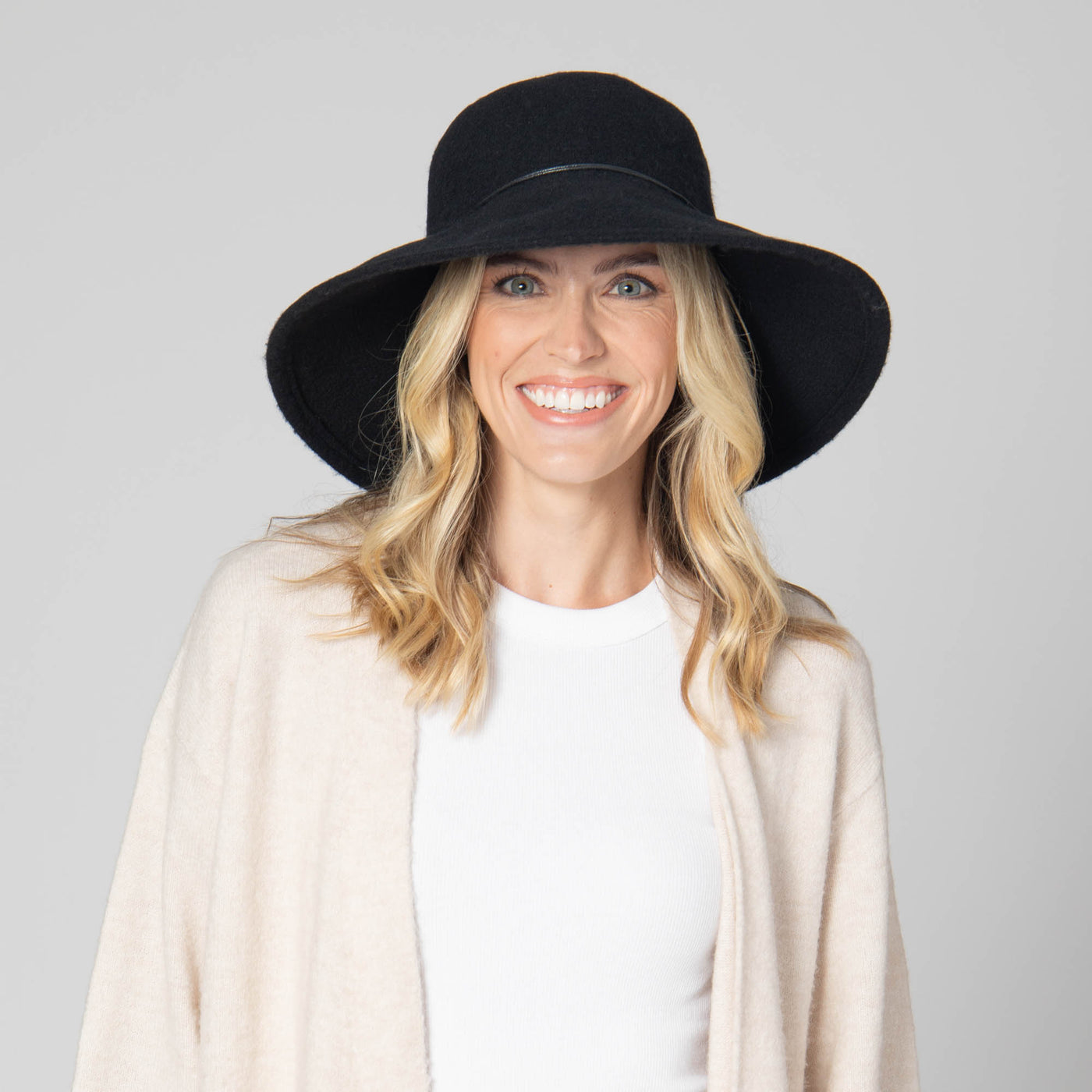 Park Lane - Wool Blend Floppy Hat with Leather Cording Trim-FLOPPY-San Diego Hat Company