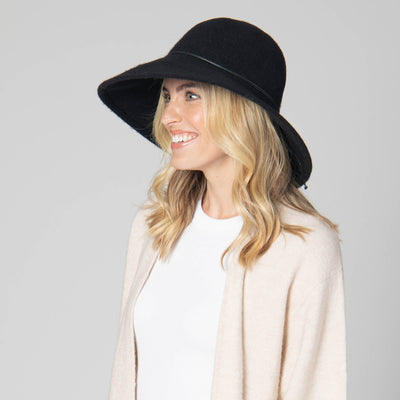 Park Lane - Wool Blend Floppy Hat with Leather Cording Trim-FLOPPY-San Diego Hat Company