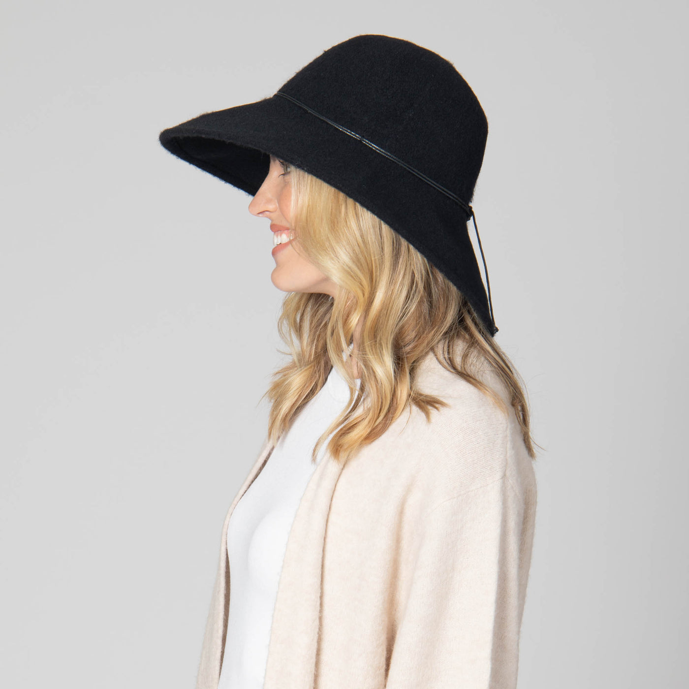 Park Lane - Wool Blend Floppy Hat with Leather Cording Trim-FLOPPY-San Diego Hat Company