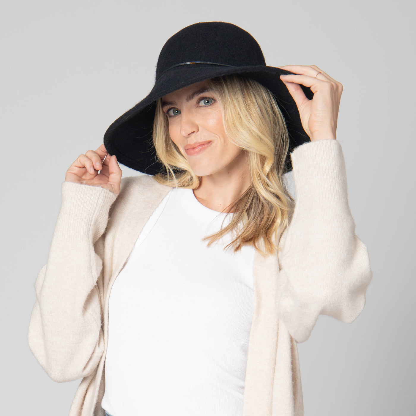 Park Lane - Wool Blend Floppy Hat with Leather Cording Trim-FLOPPY-San Diego Hat Company