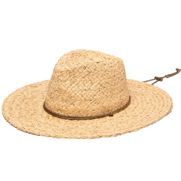 Women's Raffia Lurex Blend Lifeguard Hat with Adjustable Chin Cord 