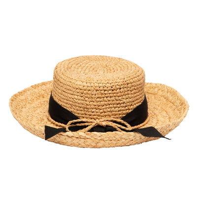 Kids' Raffia Hat With Ribbon (RHL9)-FEDORA-San Diego Hat Company