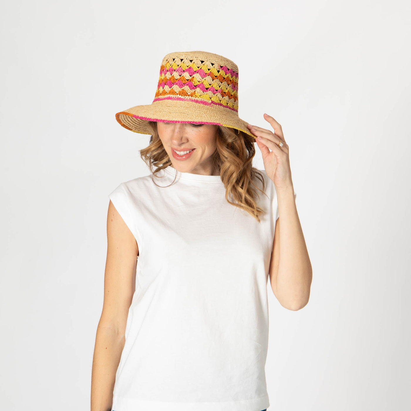 Viviana - Crochet & Braided Raffia Bucket Hat-BUCKET-San Diego Hat Company