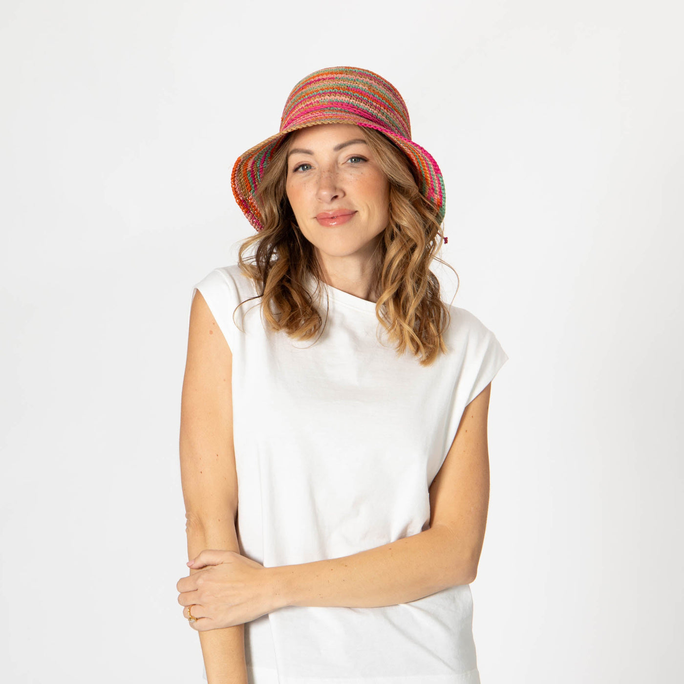 Iris - Women's Crochet Raffia Packable Bucket Hat (RHS3109)-BUCKET-San Diego Hat Company