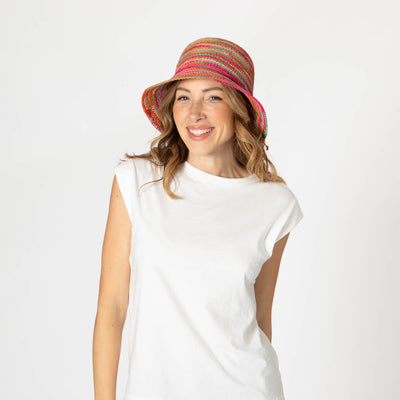 Iris - Women's Crochet Raffia Packable Bucket Hat (RHS3109)-BUCKET-San Diego Hat Company