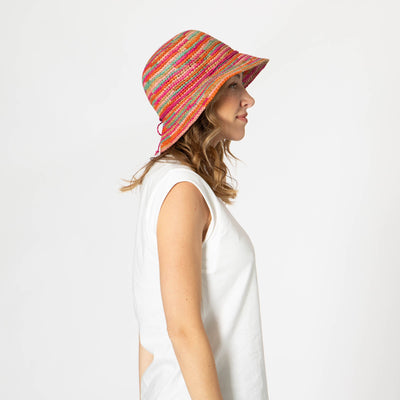 Iris - Women's Crochet Raffia Packable Bucket Hat (RHS3109)-BUCKET-San Diego Hat Company