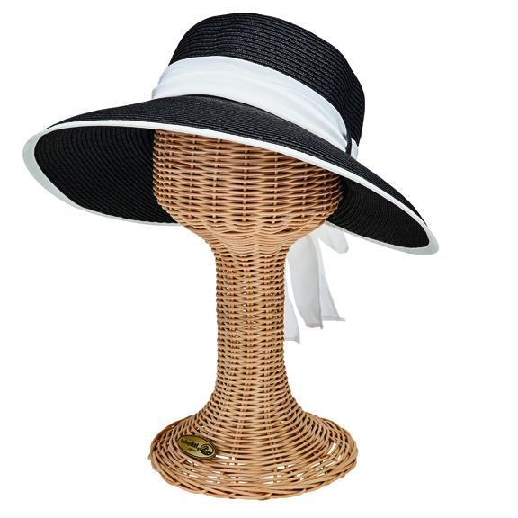 SUN BRIM - Women's Ultrabraid Round Crown Face Saver With Chiffon Scarf Tie Back