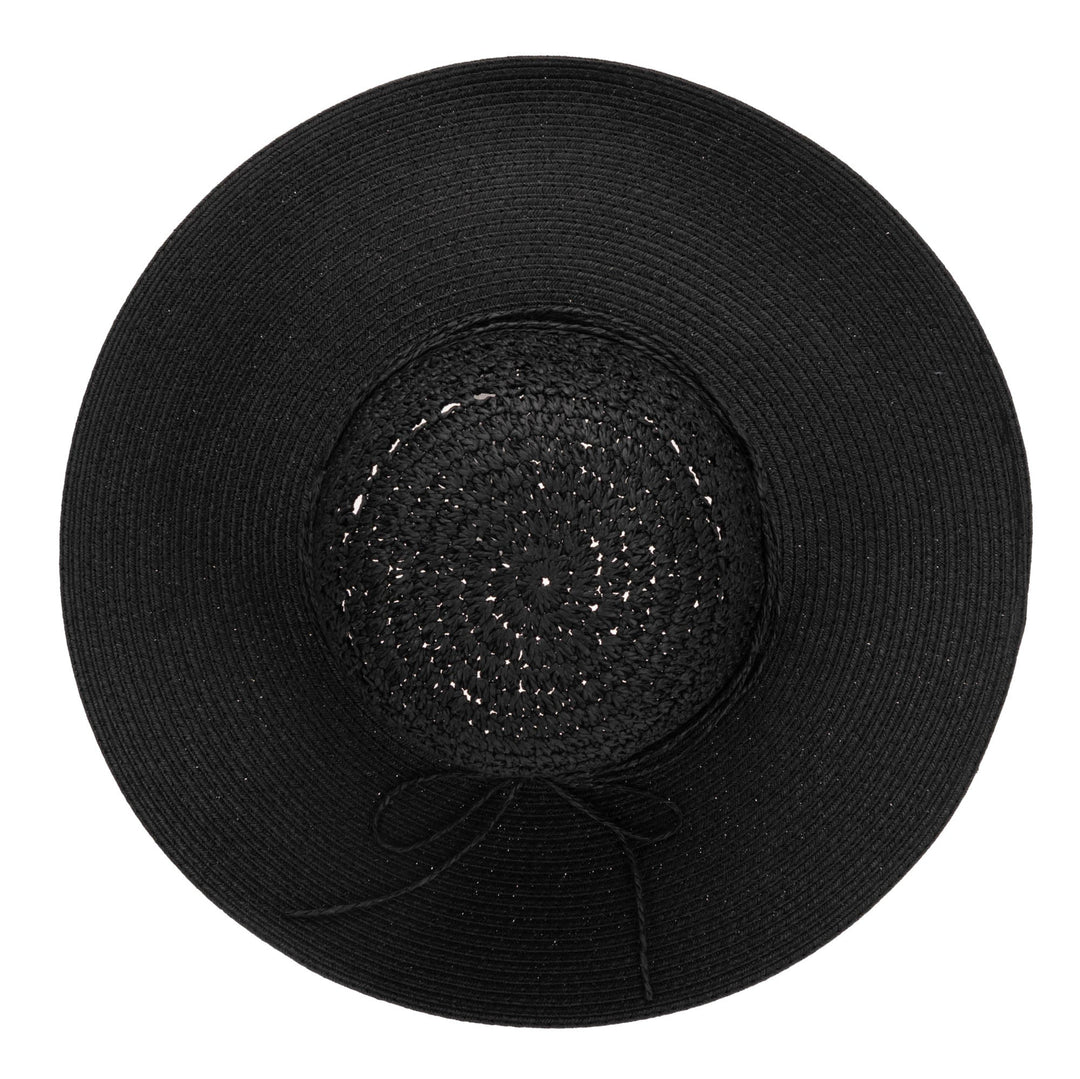 Black wide brim floppy hat on sale